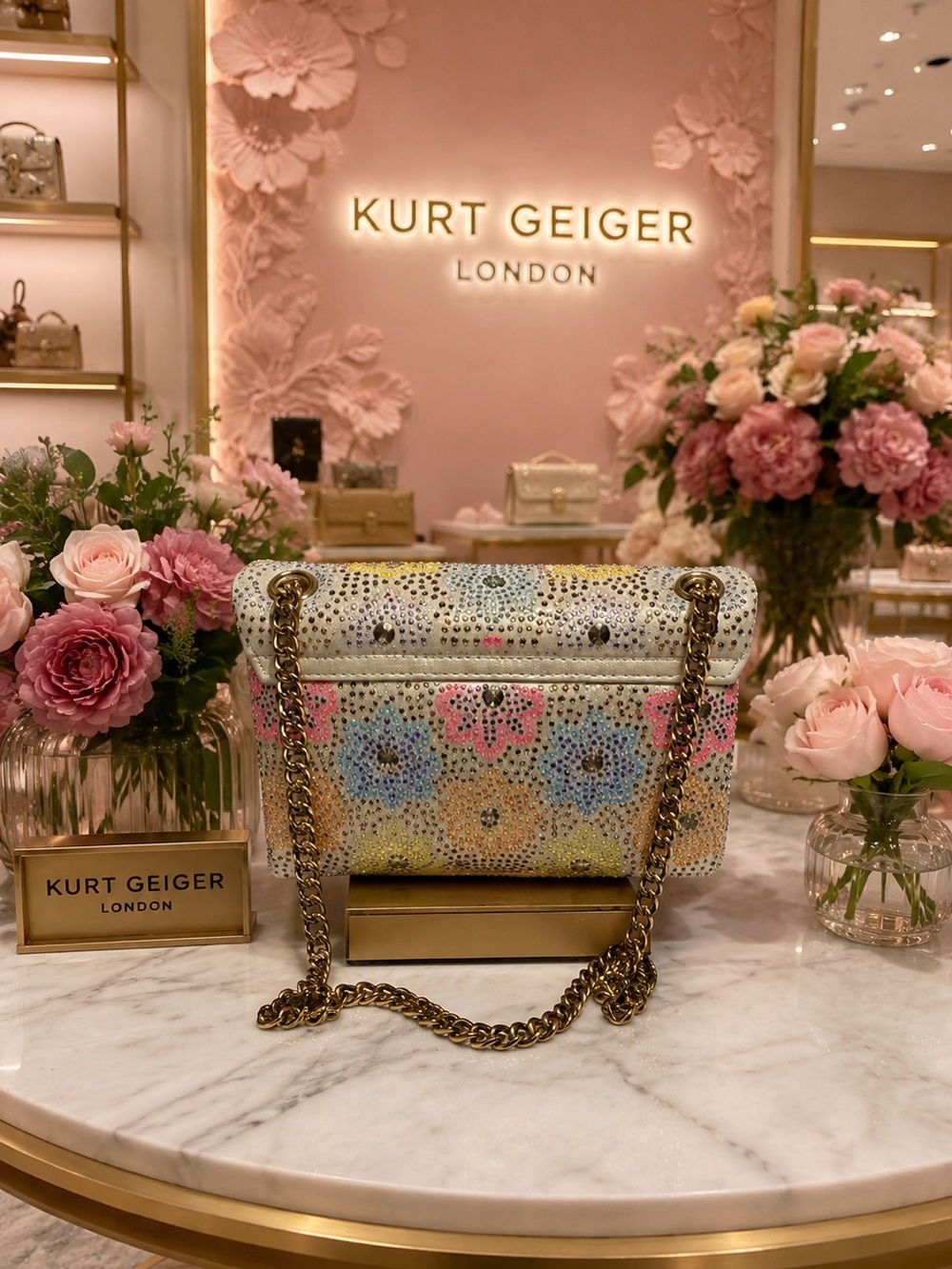 Kurt Geiger Crystal-Embellished Multicolor Shoulder Bag - Picture 2 of 4
